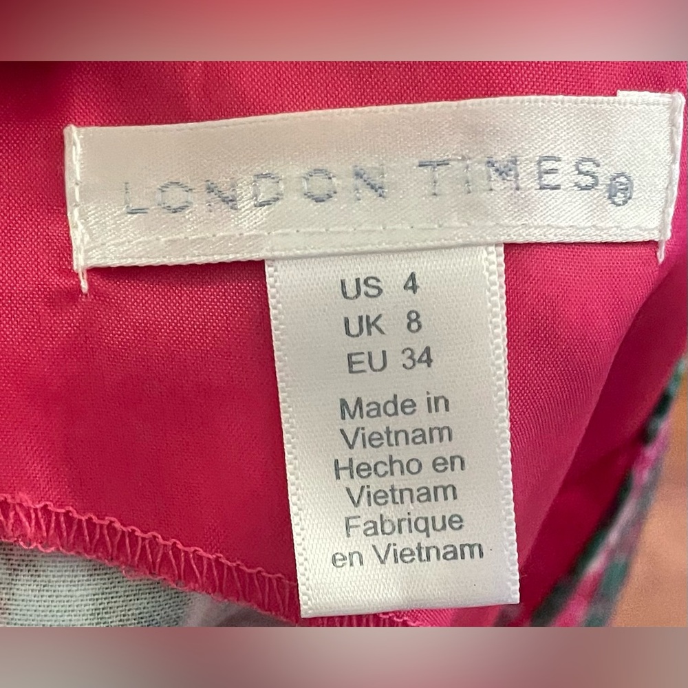 London Times- Pink and Green Floral Dress Size 4 - Picture 10 of 11